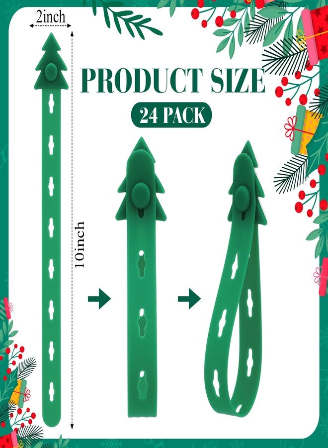 Memorywuu 24 Pcs Christmas Garland Hangers for Mantle Garland Hooks Reusable Silicone Christmas Wreath Ties Stocking Holder Adhesive Straps for Fireplace Stairways Xmas Decor Holiday Craft (Dark Green) - Image 2